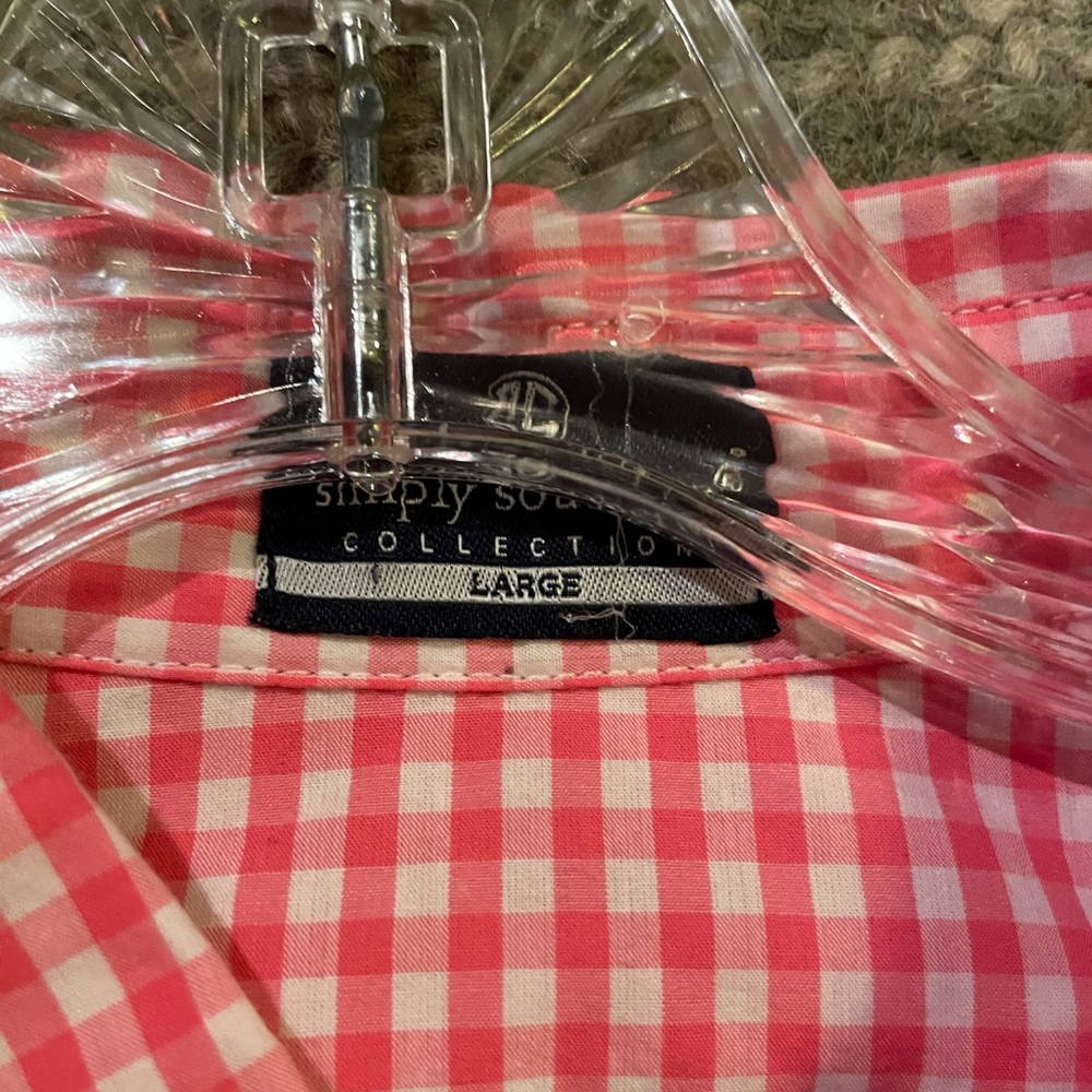 Simply Southern pink gingham long sleeve shirt. - Picture 3 of 4